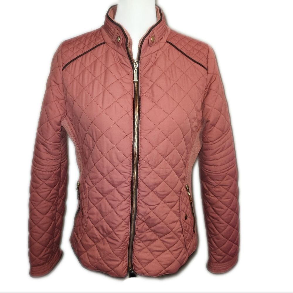 Active USA Soft Dusty Pink Zip Front Packable Puffer Jacket, M